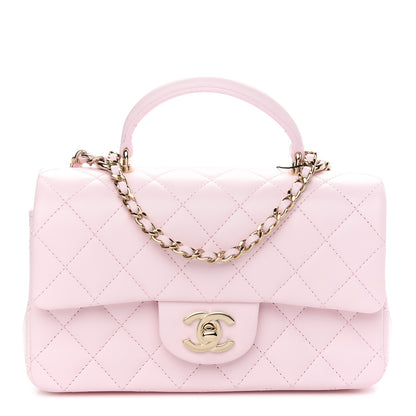 Chanel Lambskin Quilted Mini Top Handle Rectangular Flap Light Pink 1 of 8