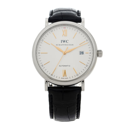 IWC Stainless Steel Alligator 40mm Portofino Automatic Watch Silver IW356517 1 of 5