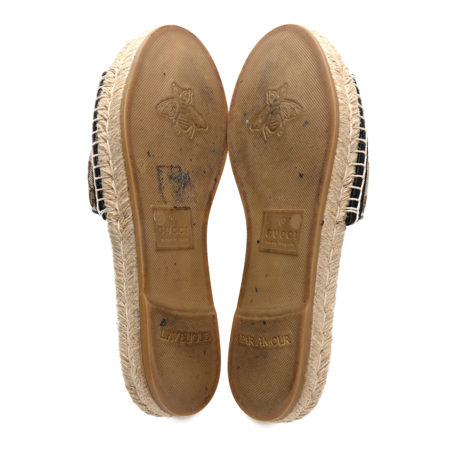 Monogram Matelasse GG Marmont Espadrille 20mm Slide Sandals 38 Beige Ebony Black
