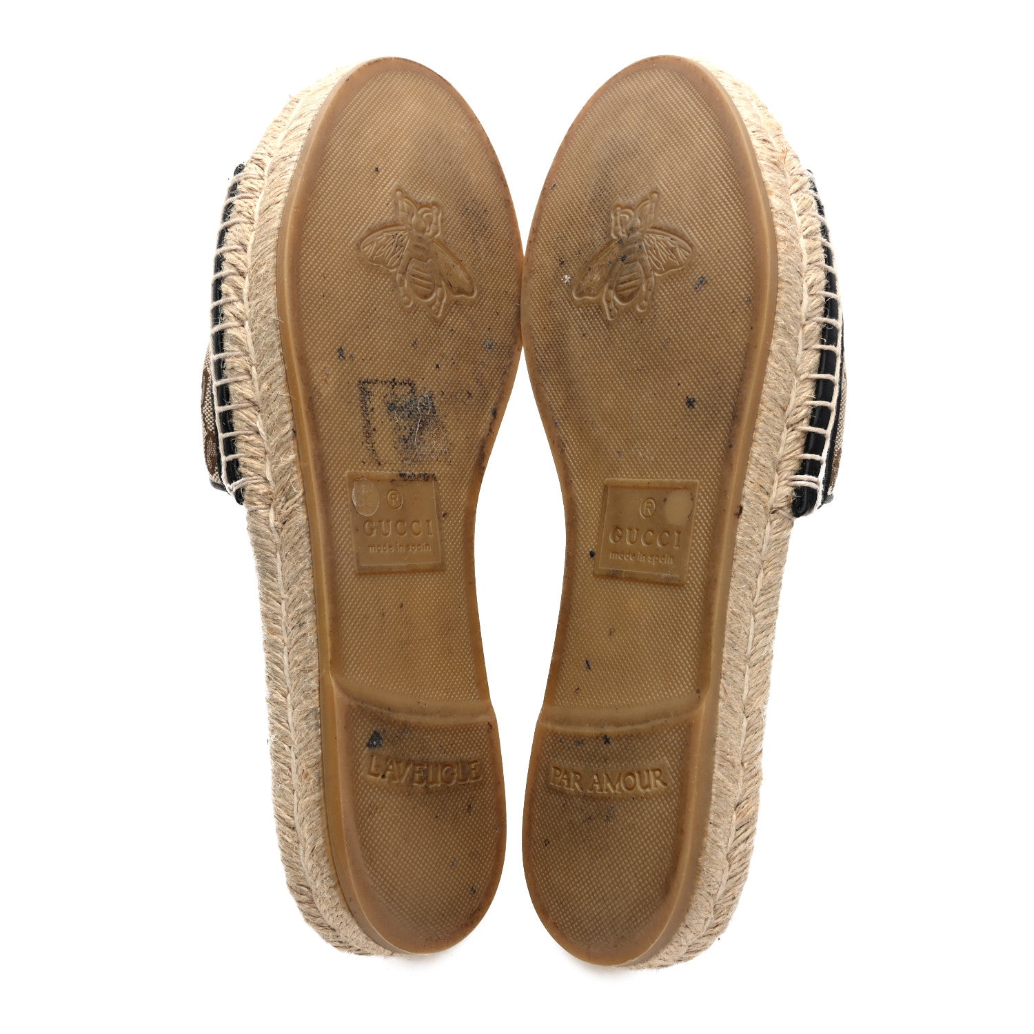 Gucci Monogram Matelasse GG Marmont Espadrille 20mm Slide Sandals 38 Beige Ebony Black 6 of 9