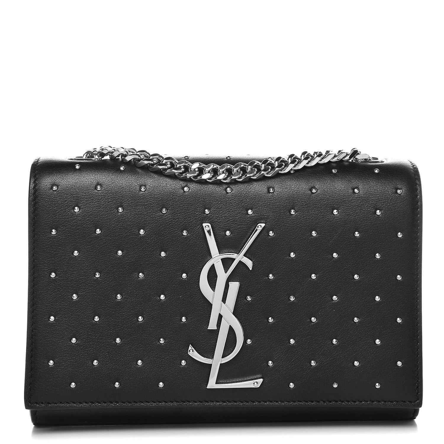 Saint Laurent Calfskin Studded Small Monogram Kate Satchel Black 1 of 7