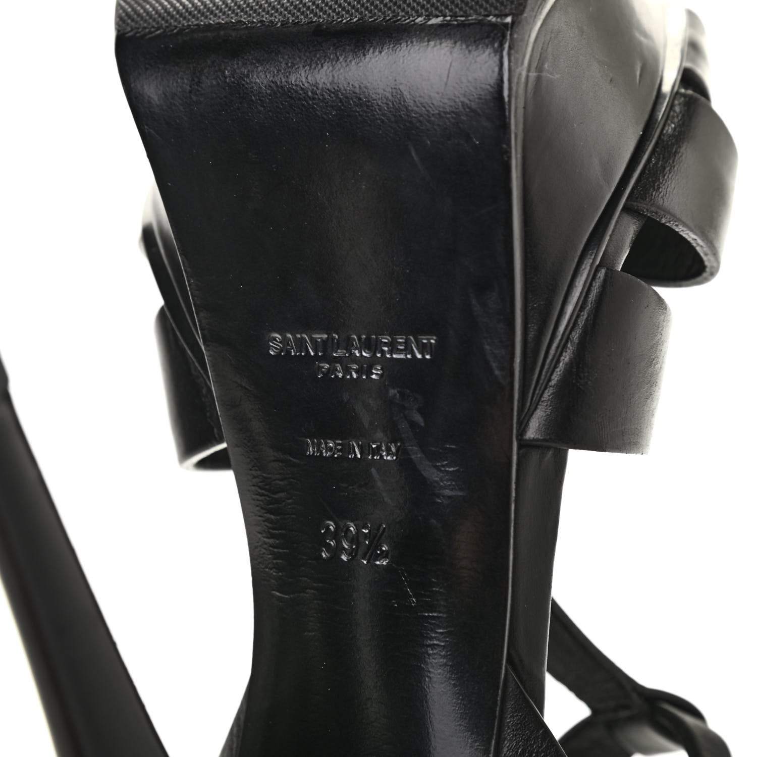 Saint Laurent Calfskin Tribute 105 Platform Sandals 39.5 Black 7 of 8