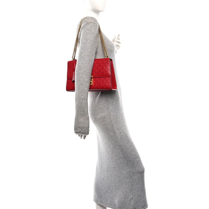 Gucci Guccissima Medium Padlock Shoulder Bag Hibiscus Red 2 of 10