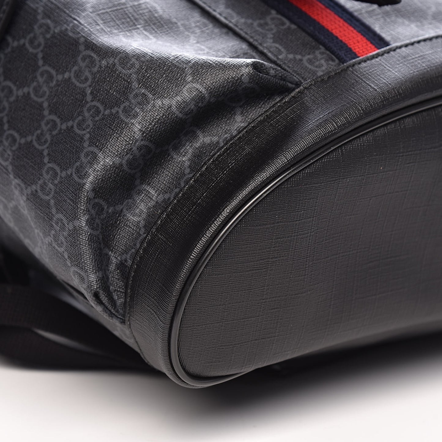 Soft GG Supreme Monogram Appia Calfskin Web Double Buckle Backpack Black