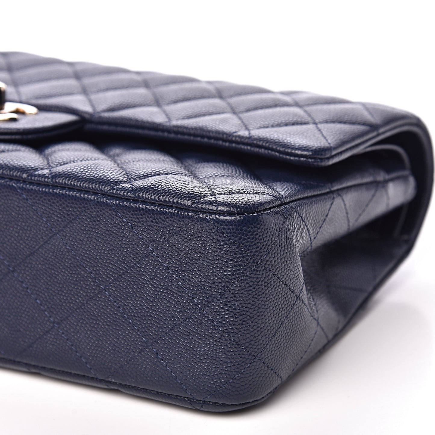 Caviar Quilted Medium Double Flap Navy