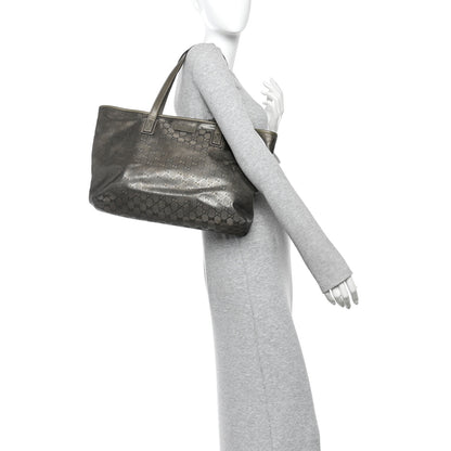 Gucci Imprime Monogram Medium Zippered Shopping Tote Pewter 2 of 10