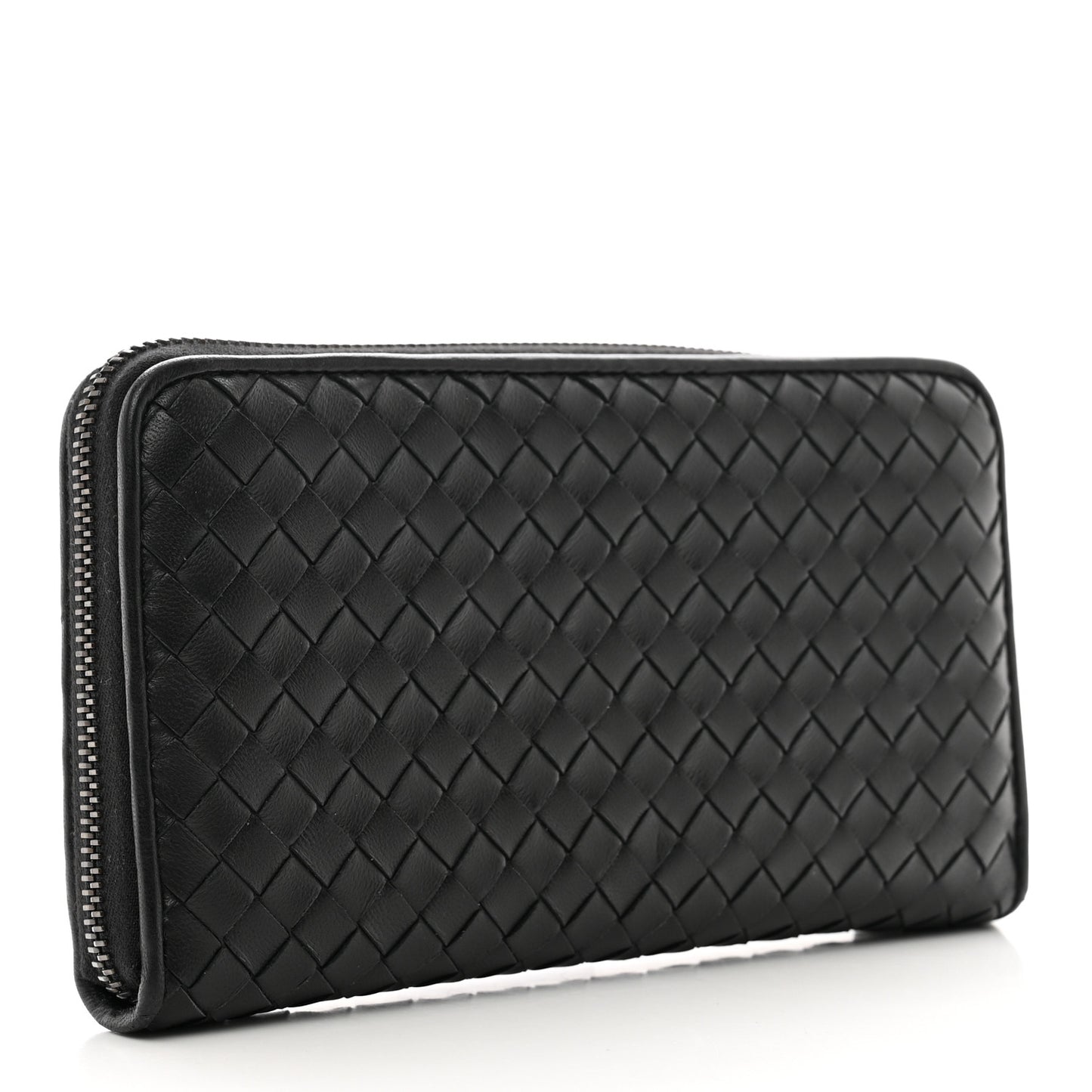 Nappa Intrecciato Zip Around Wallet Black