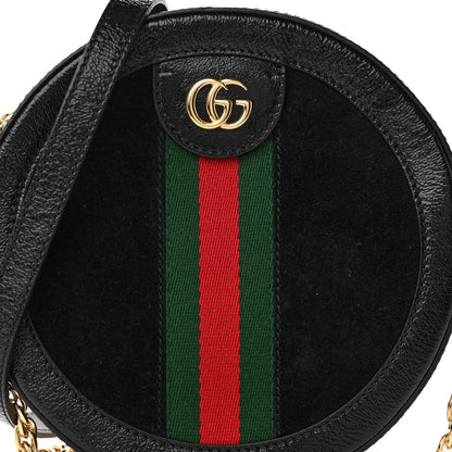 Gucci Suede Patent Web Mini Ophidia Round Shoulder Bag Black 8 of 12