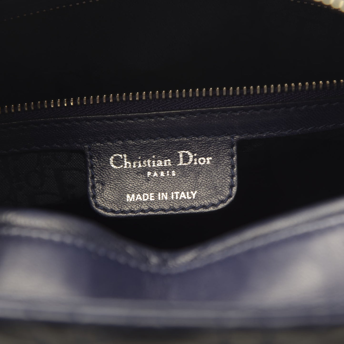 Lambskin Cannage Large Lady Dior Navy Blue