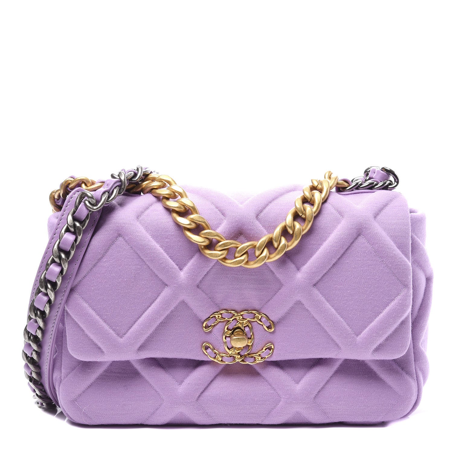 Chanel Jersey Lambskin Quilted Medium 19 Light Flap Purple 1 of 11