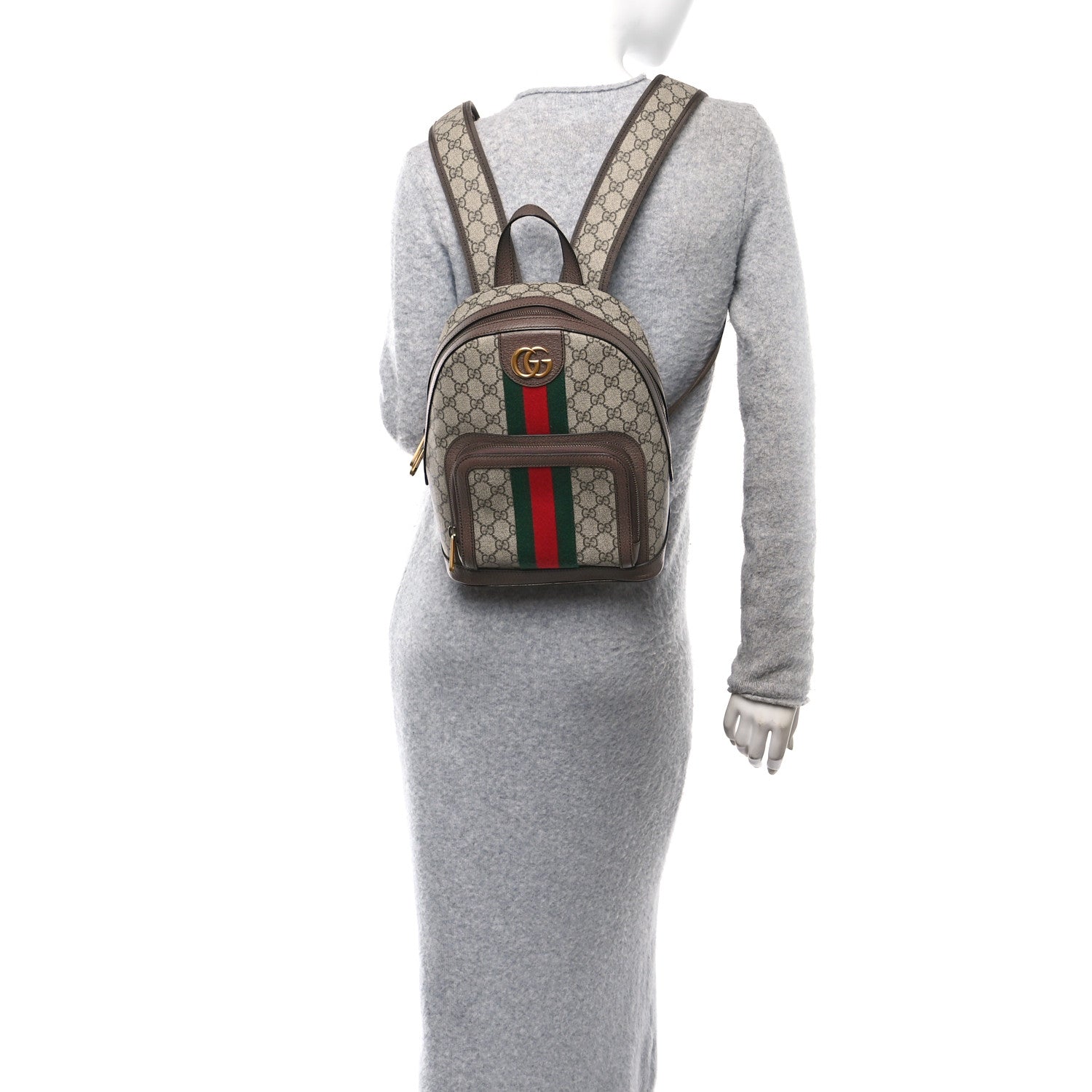 Gucci GG Supreme Monogram Calfskin Web Small Ophidia Day Backpack Beige Ebony New Acero 2 of 10