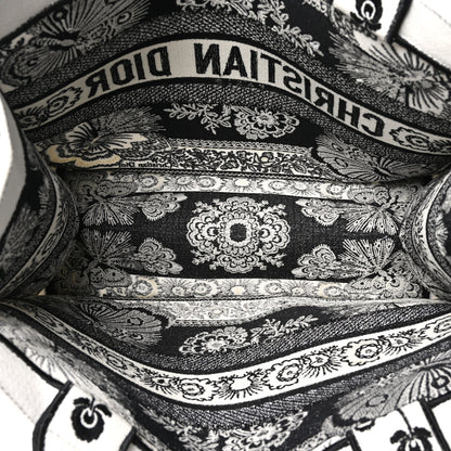 Christian Dior Canvas Butterfly Bandana Embroidered Medium Book Tote Black White 5 of 10