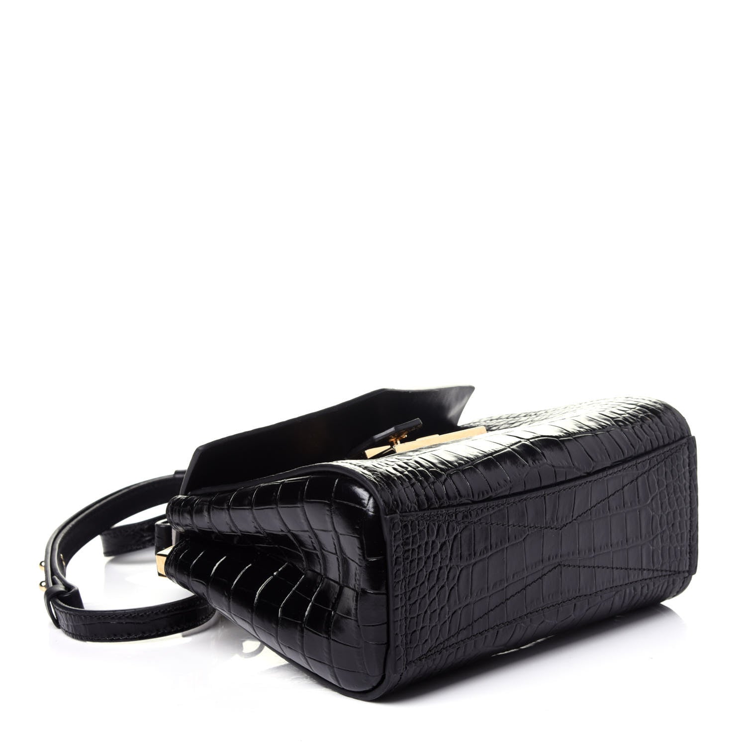 Givenchy Calfskin Crocodile Embossed Mini Mystic Shoulder Bag Black 4 of 11