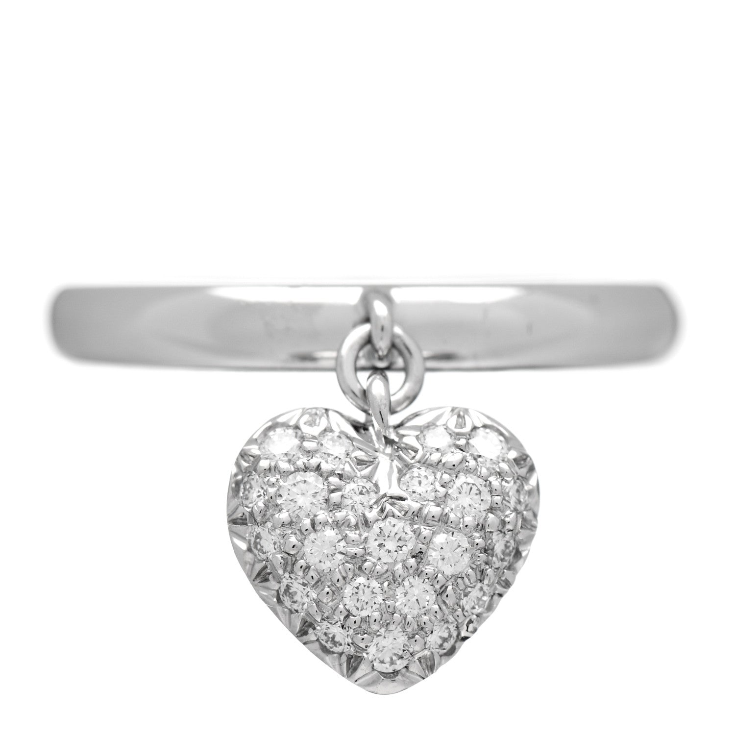 Tiffany Platinum Diamond Heart Charm Ring 50 5.5 1 of 4