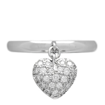 Tiffany Platinum Diamond Heart Charm Ring 50 5.5 1 of 4