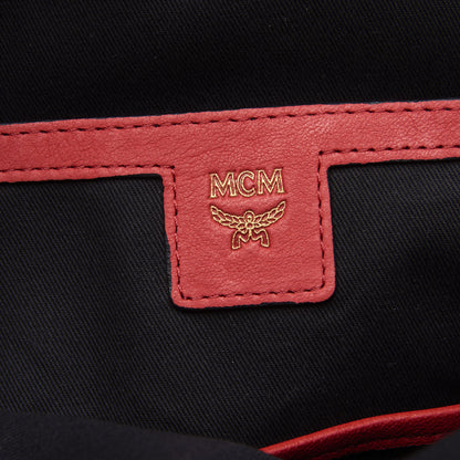 MCM Lambskin Fox Fur Small Stark Insignia Backpack Red 7 of 11
