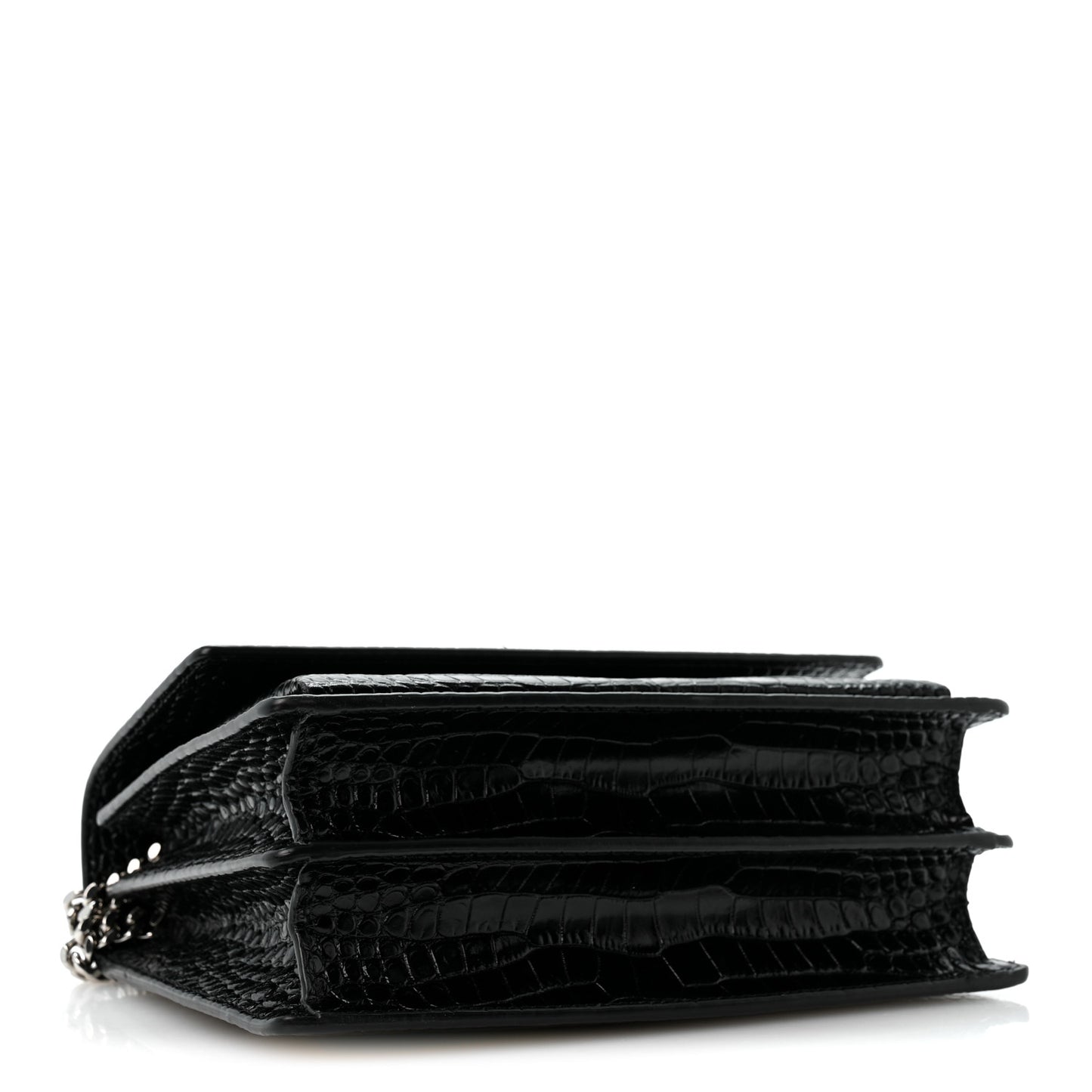 Calfskin Crocodile Embossed Medium Monogram Sunset Black