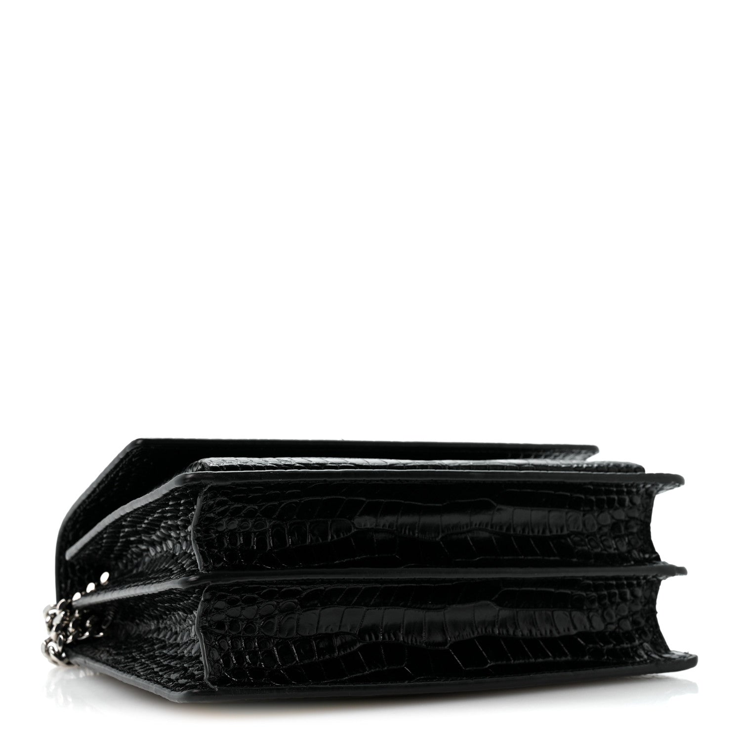 Saint Laurent Calfskin Crocodile Embossed Medium Monogram Sunset Black 4 of 13