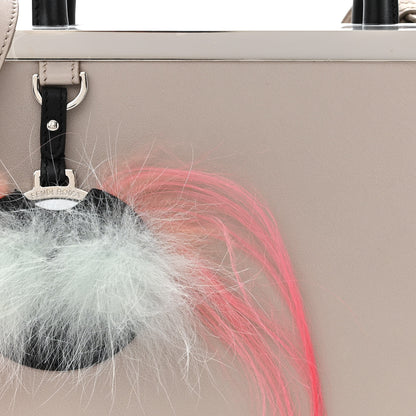 Fendi Vitello Dolce Fox Goat Bi-Color Sad Eyes Mirror Charm Petite 2Jours Tote Grigio Polvere Black 10 of 13
