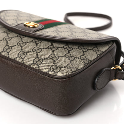 Gucci GG Supreme Monogram Textured Dollar Calfskin Web Studded Mini Ophidia Flap Shoulder Bag Beige Ebony New Acero 9 of 9