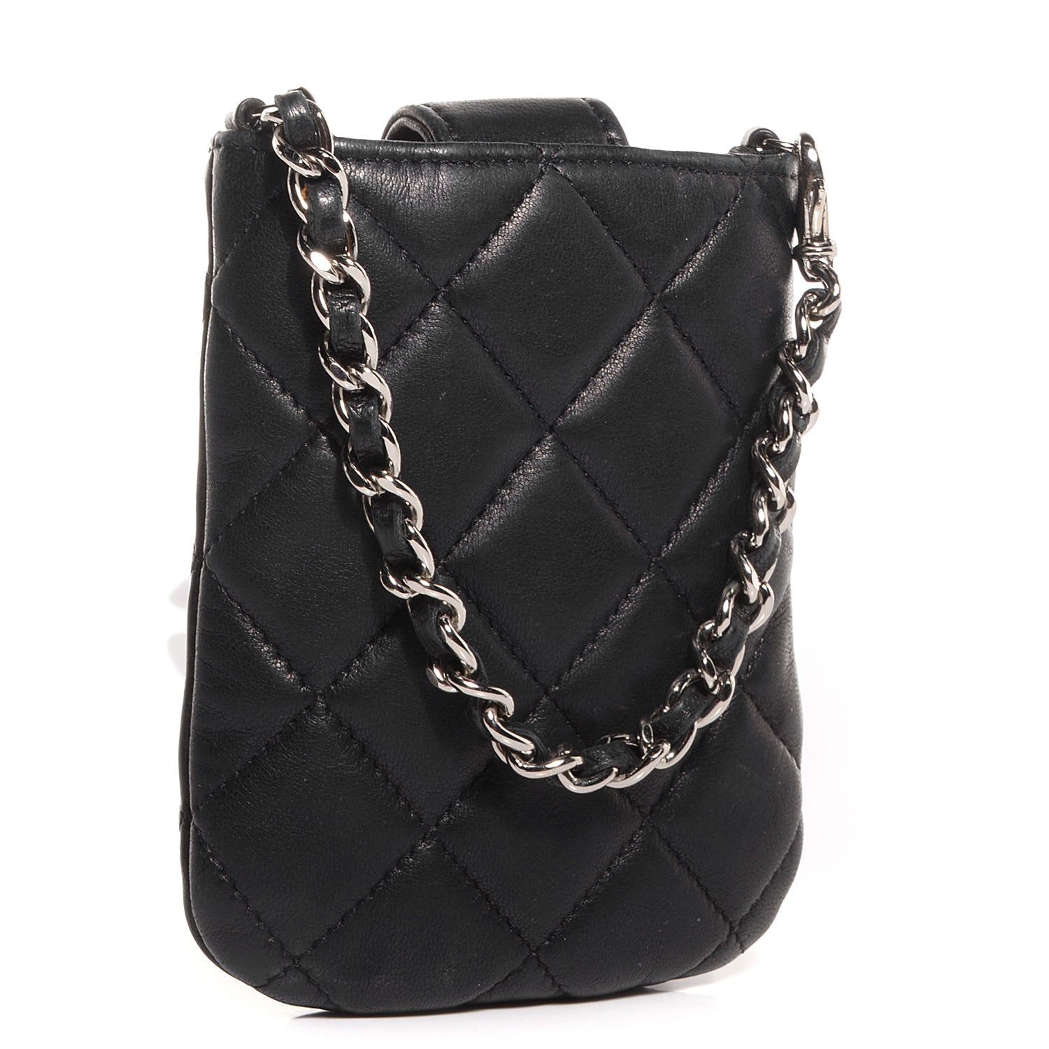 Chanel Lambskin Quilted Chain Phone Case Black 3 of 7