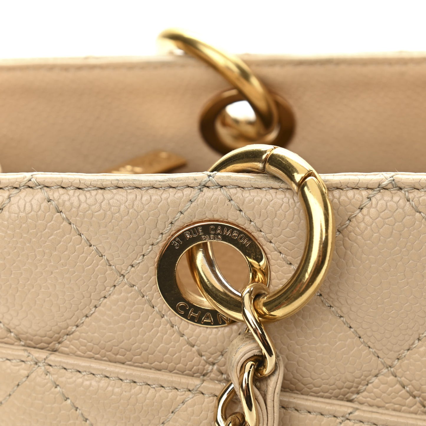 Caviar Quilted Grand Shopping Tote GST Beige Clair