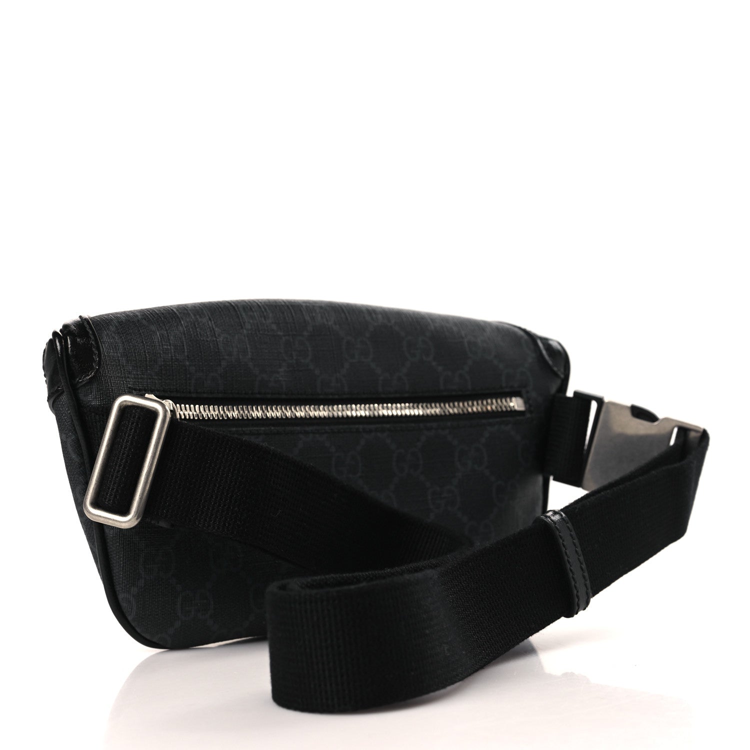 Gucci GG Supreme Monogram Textured Calfskin Retro Interlocking G Belt Bag Black 3 of 9