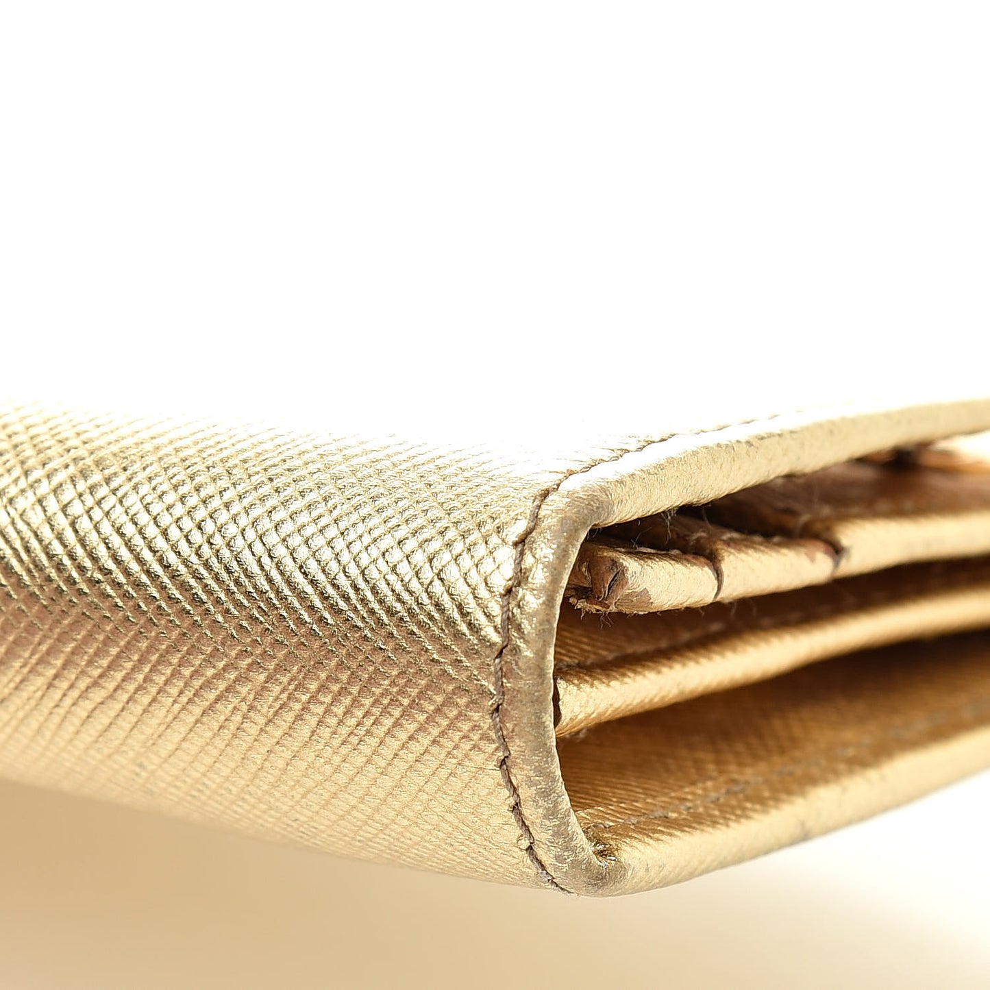 Metallic Saffiano Metal Continental Flap Wallet Platino
