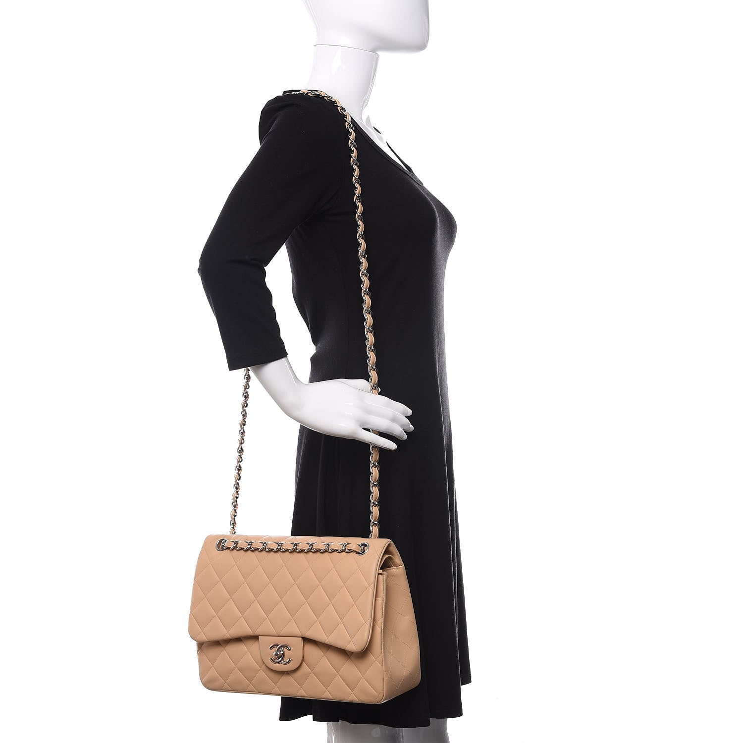 Chanel Lambskin Quilted Jumbo Double Flap Beige Clair 2 of 12