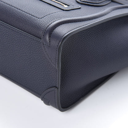 Celine Drummed Calfskin Nano Luggage Navy Blue 6 of 9