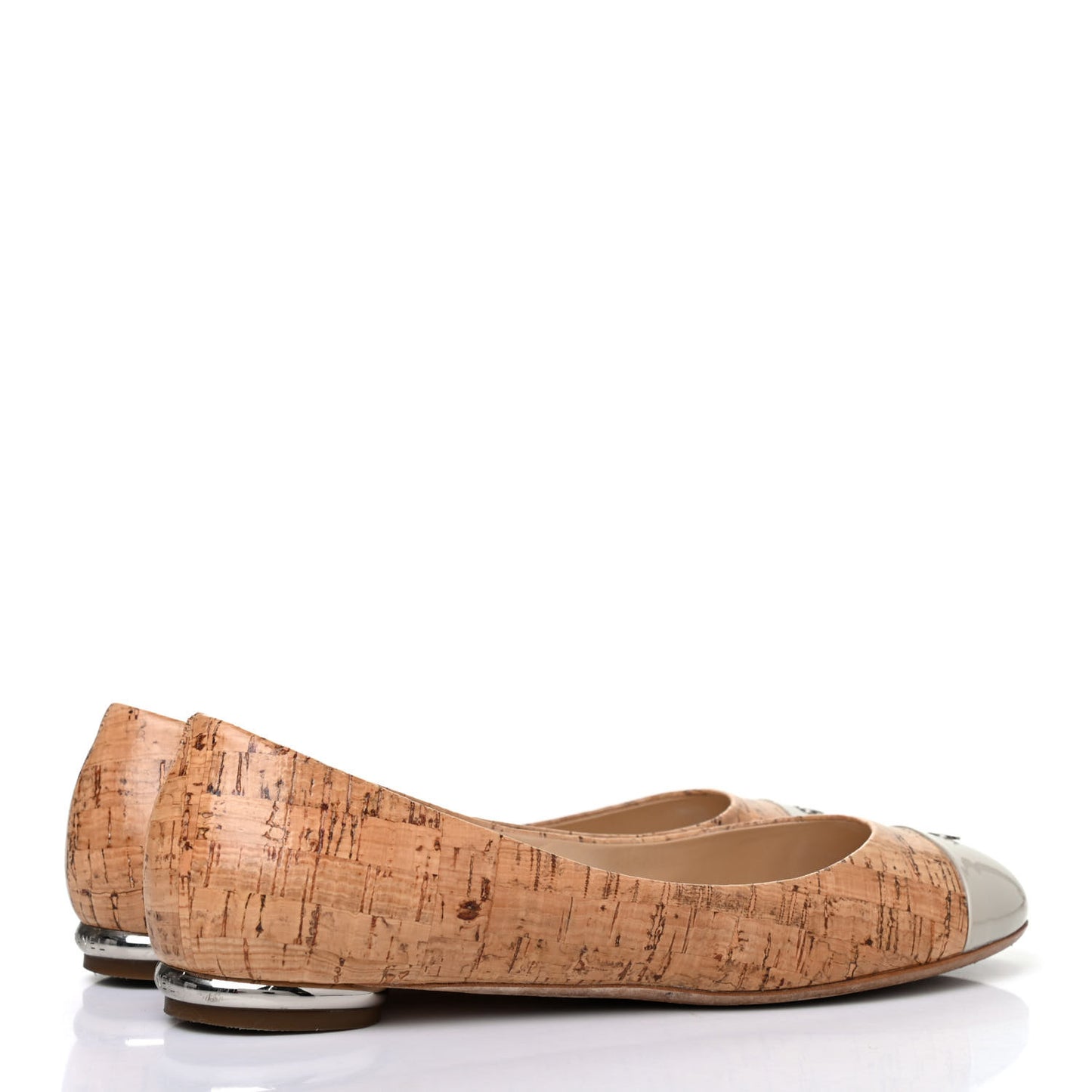 Cork Patent CC Cap Toe Ballerina Flats 38 Beige