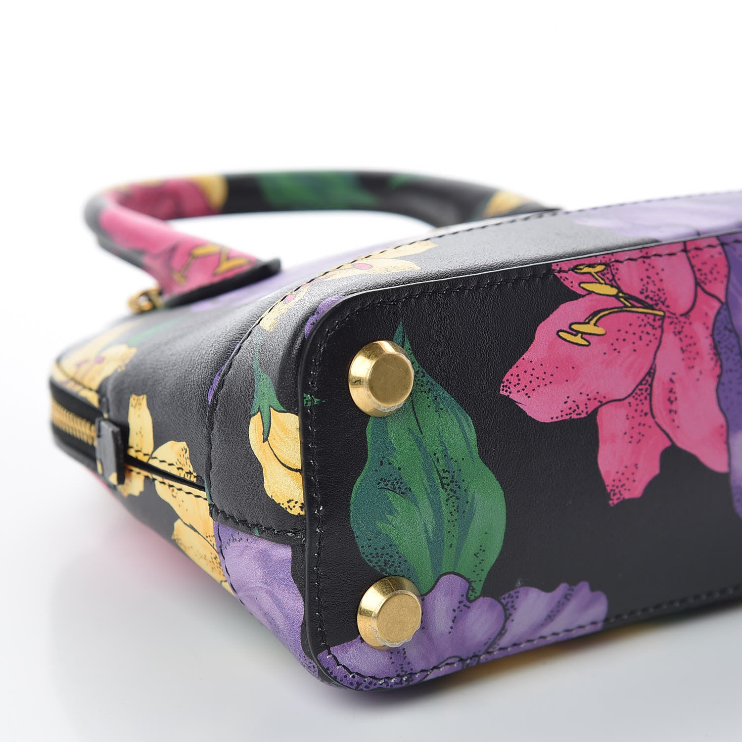 Balenciaga Smooth Calfskin Lush Floral Print XXS Ville Top Handle Bag Black Multicolor 5 of 8