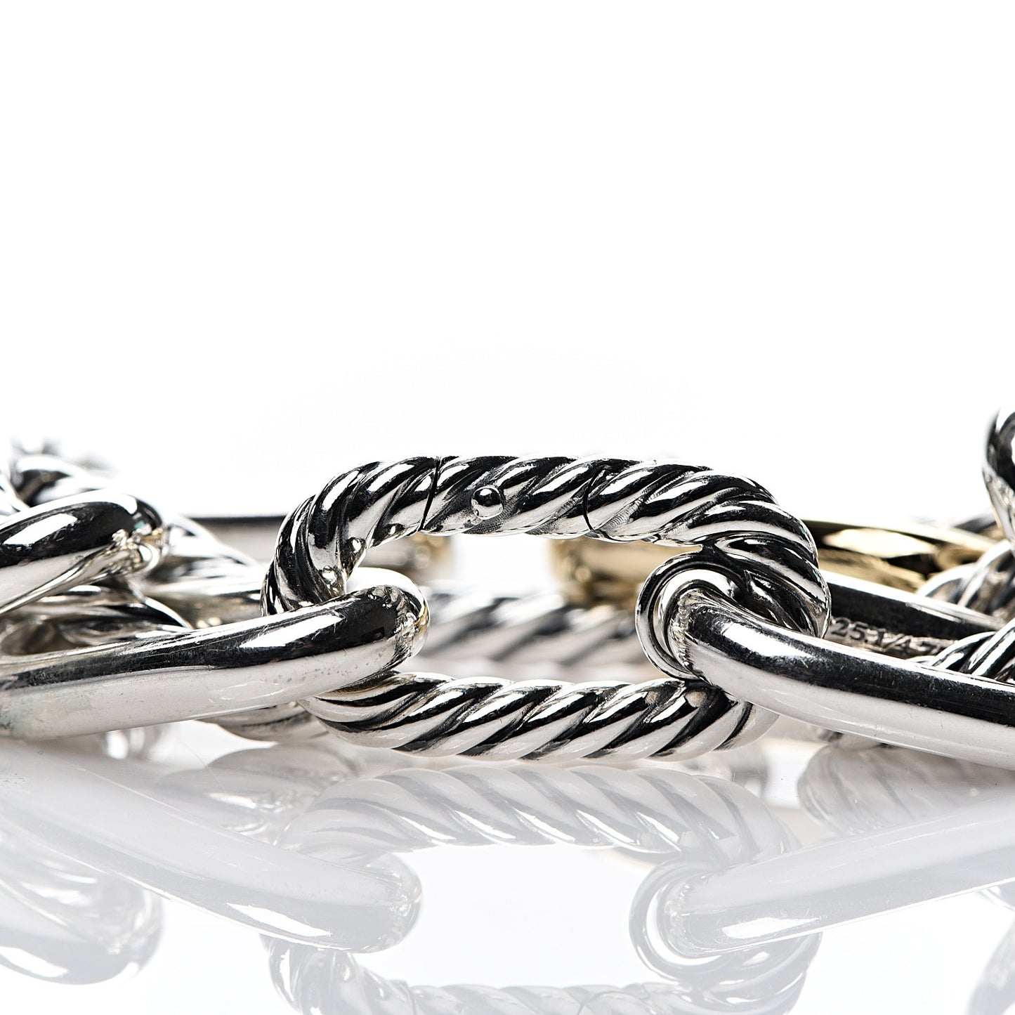Sterling Silver 18K Yellow Gold 13.5mm Large Madison Cable Link Bracelet