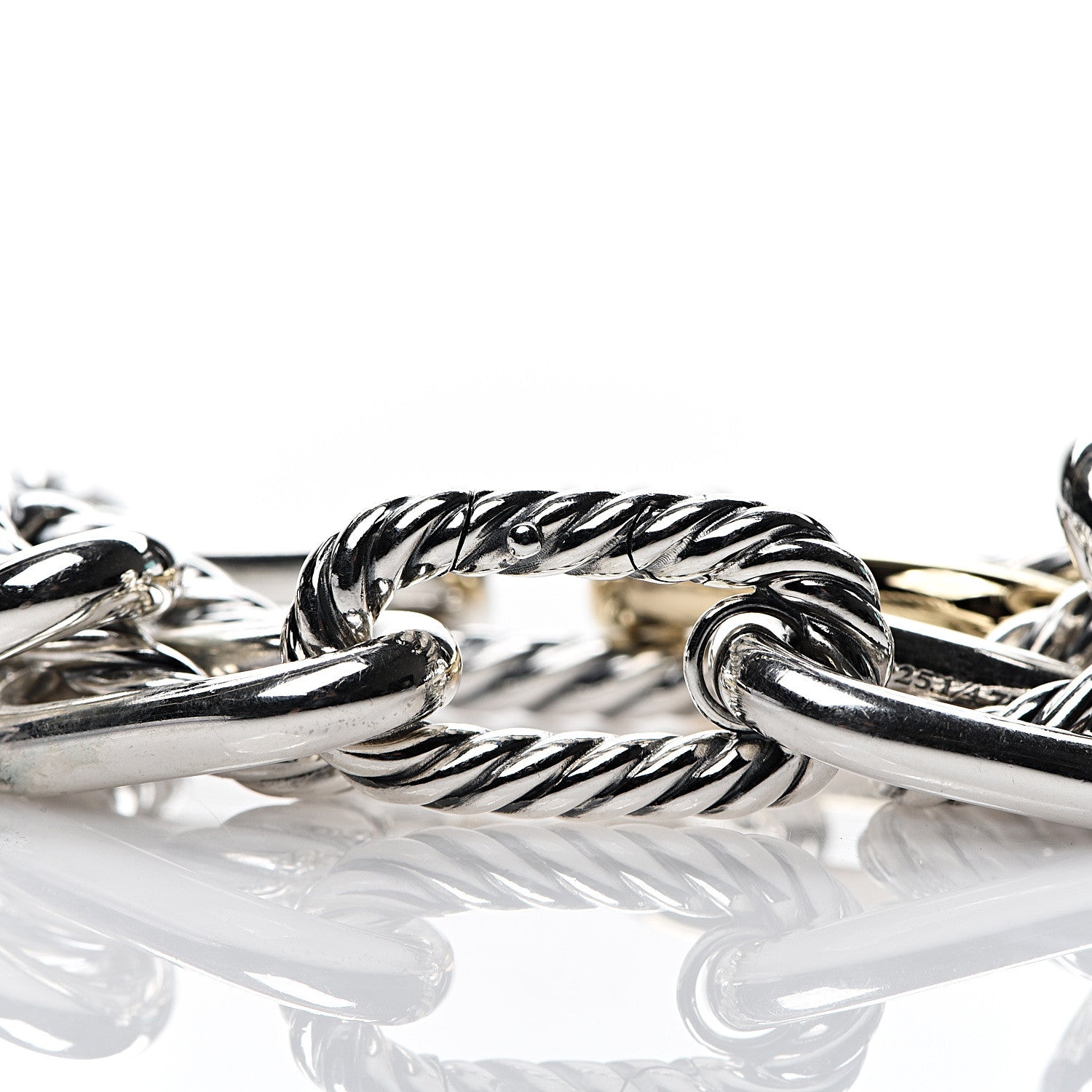 David Yurman Sterling Silver 18K Yellow Gold 13.5mm Large Madison Cable Link Bracelet 4 of 4