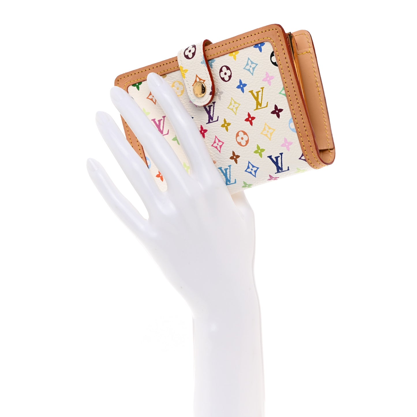 LOUIS VUITTON Monogram Multicolor French Purse Wallet White