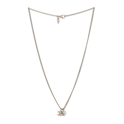 Chanel Crystal Mini Heart CC Necklace Silver 3 of 4
