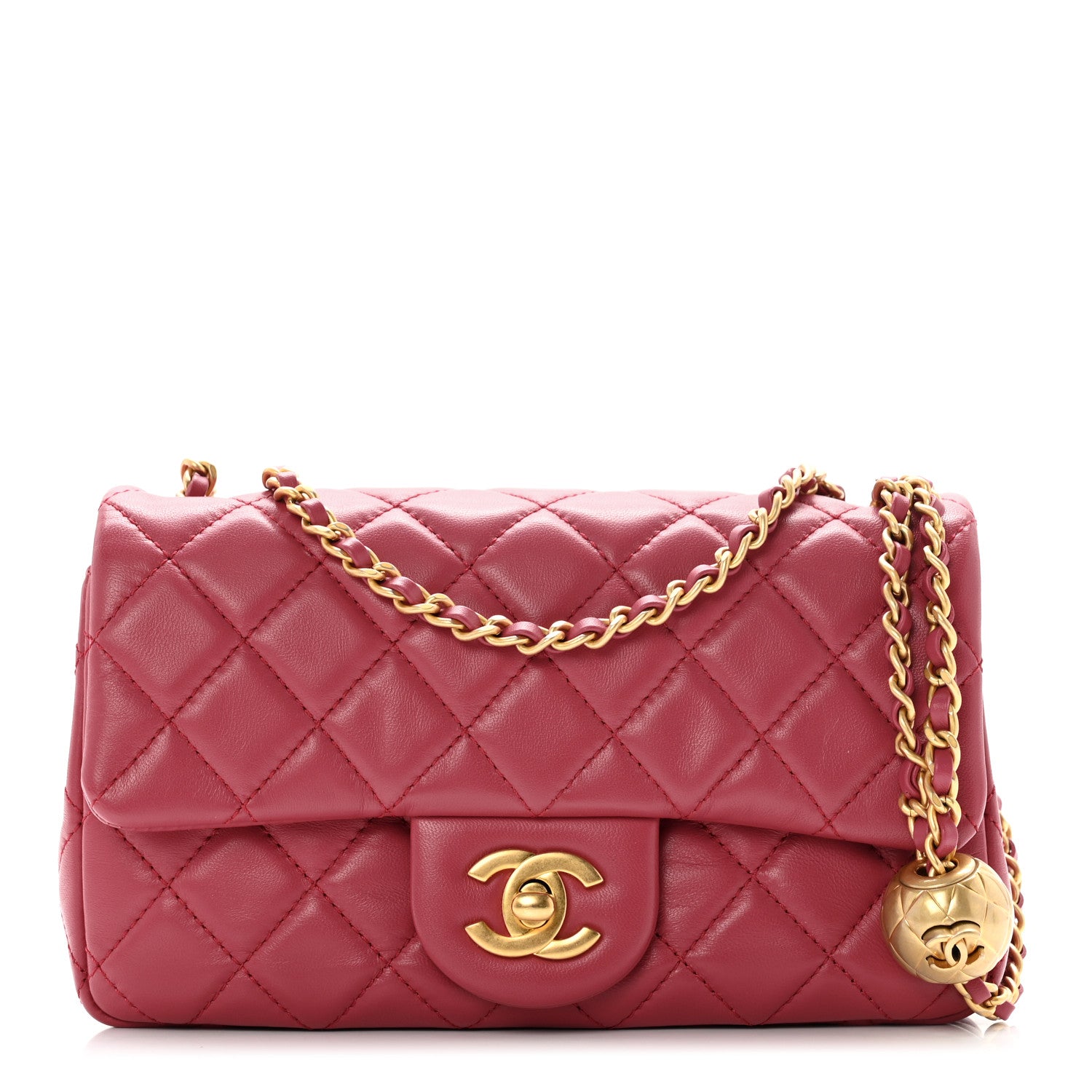 Chanel Lambskin Quilted Mini Rectangular Pearl Crush Flap Fuchsia 1 of 8