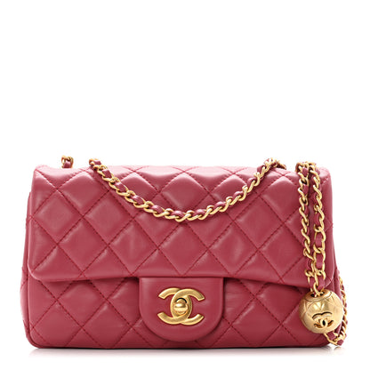 Chanel Lambskin Quilted Mini Rectangular Pearl Crush Flap Fuchsia 1 of 8