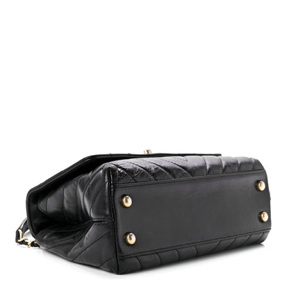Chanel Aged Calfskin Chevron Quilted Mini Coco Handle Flap Black 4 of 10