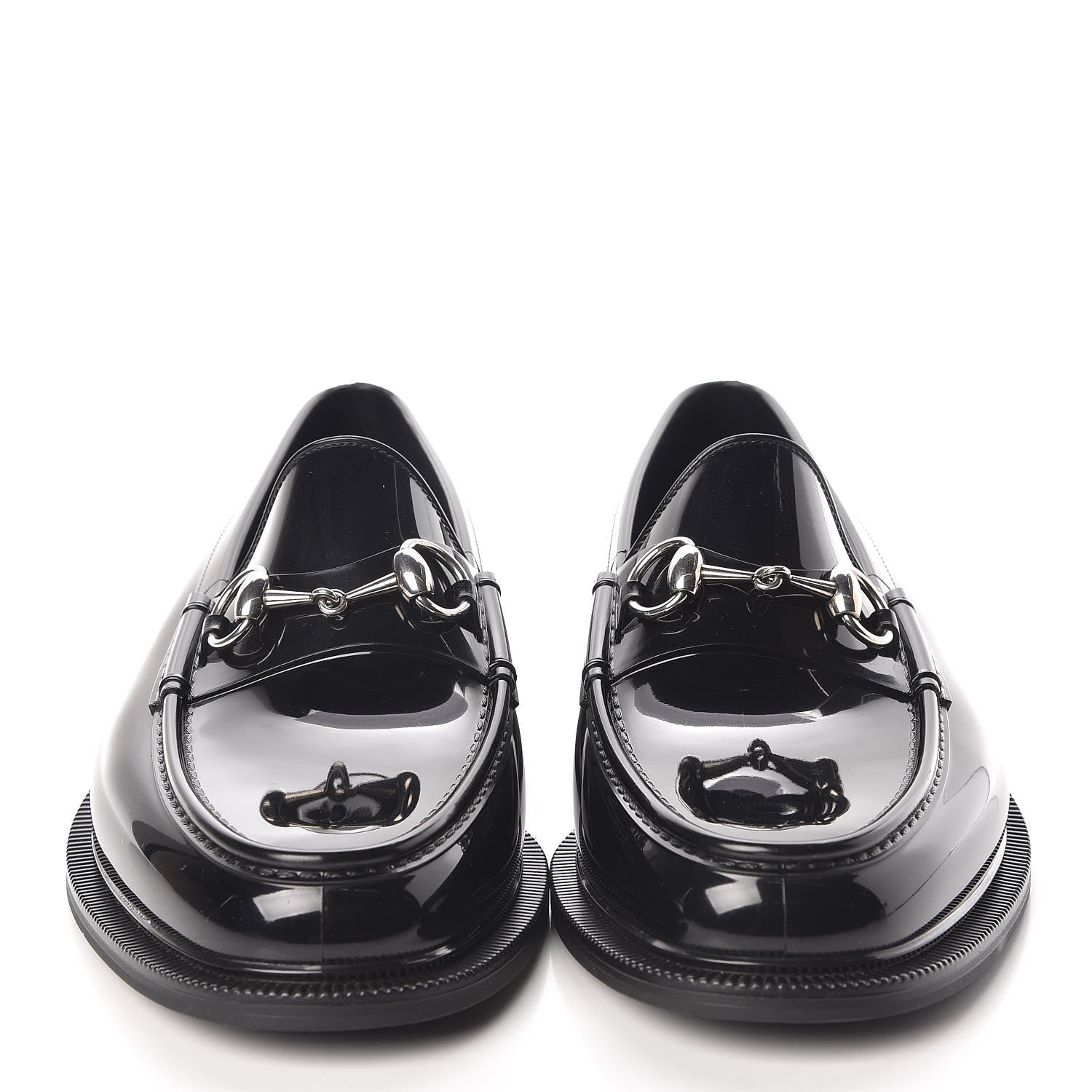 Gucci Rubber Mens Horsebit Moccasin Loafers 6 Black 2 of 8