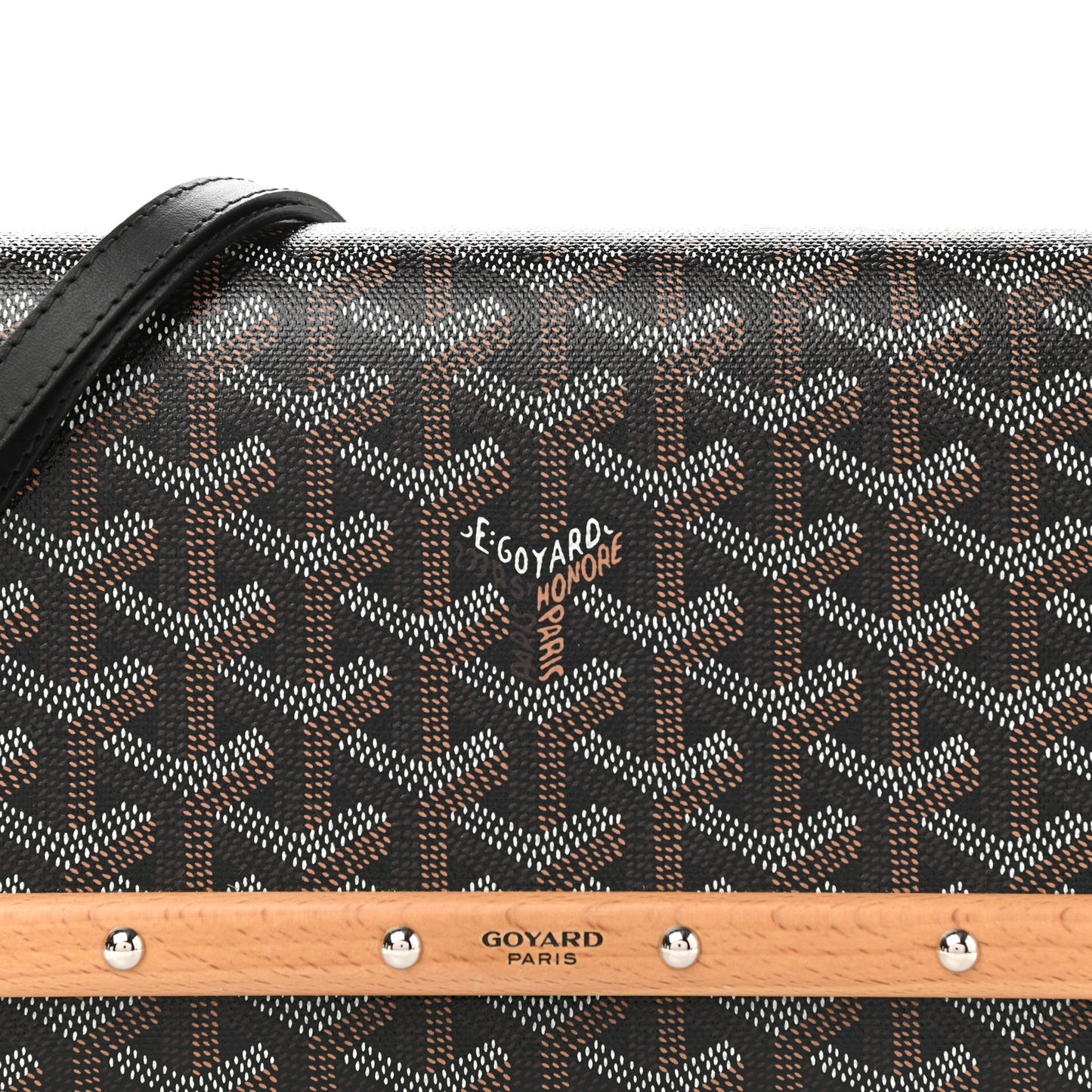 Goyardine Monte Carlo Bois Clutch With Strap Black