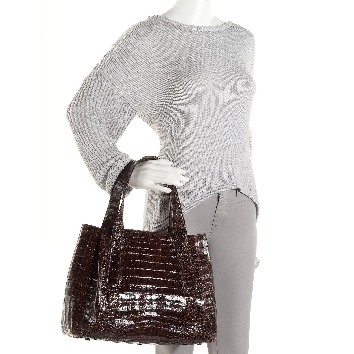 Nancy Gonzalez Crocodile Large Tote Chocolate 2 of 7