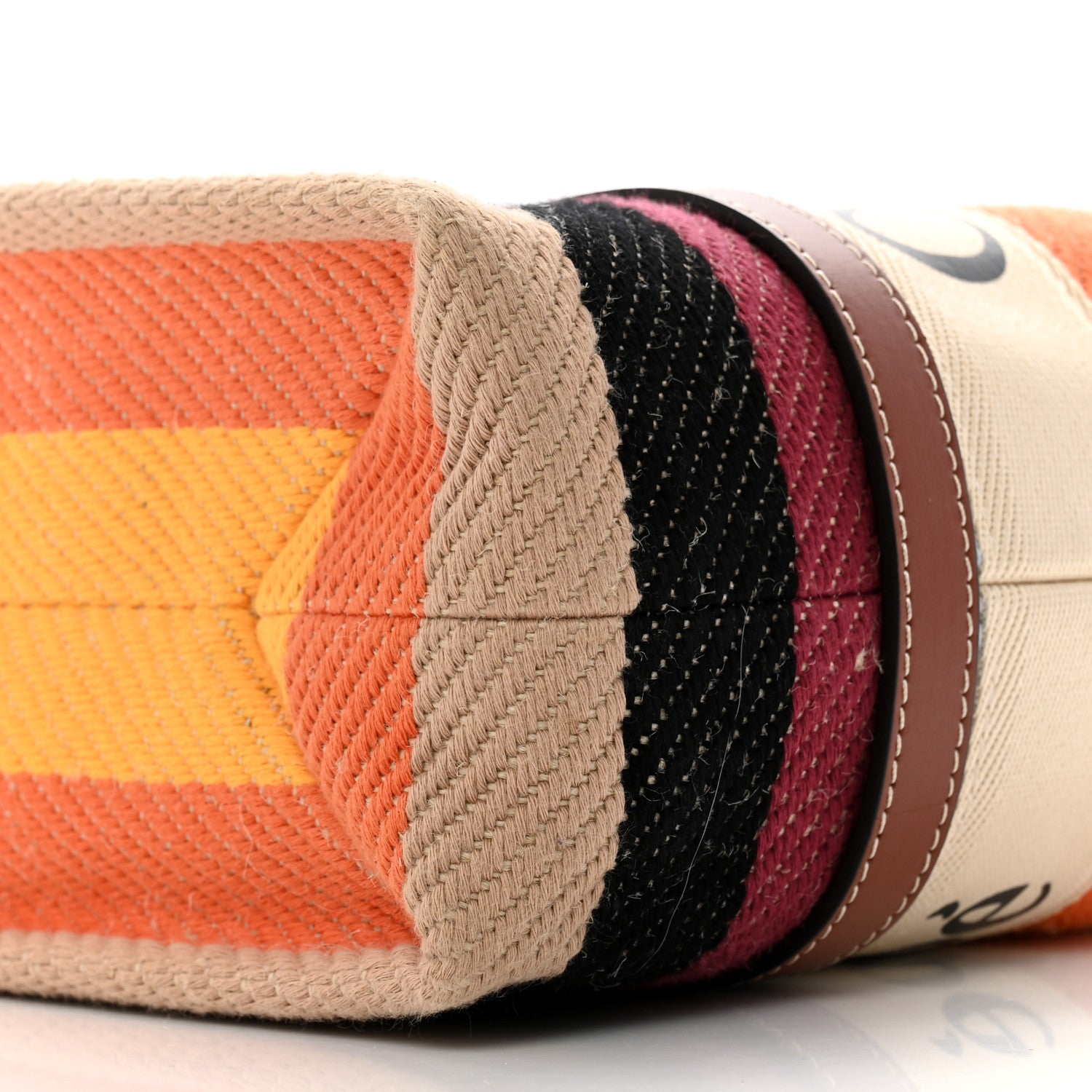 Chloe Cotton Calfskin Medium Woody Striped Tote Multicolor 9 of 11