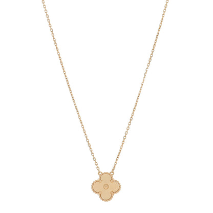 Van Cleef & Arpels 18K Yellow Gold Guilloche Vintage Alhambra Pendant Necklace 1 of 5