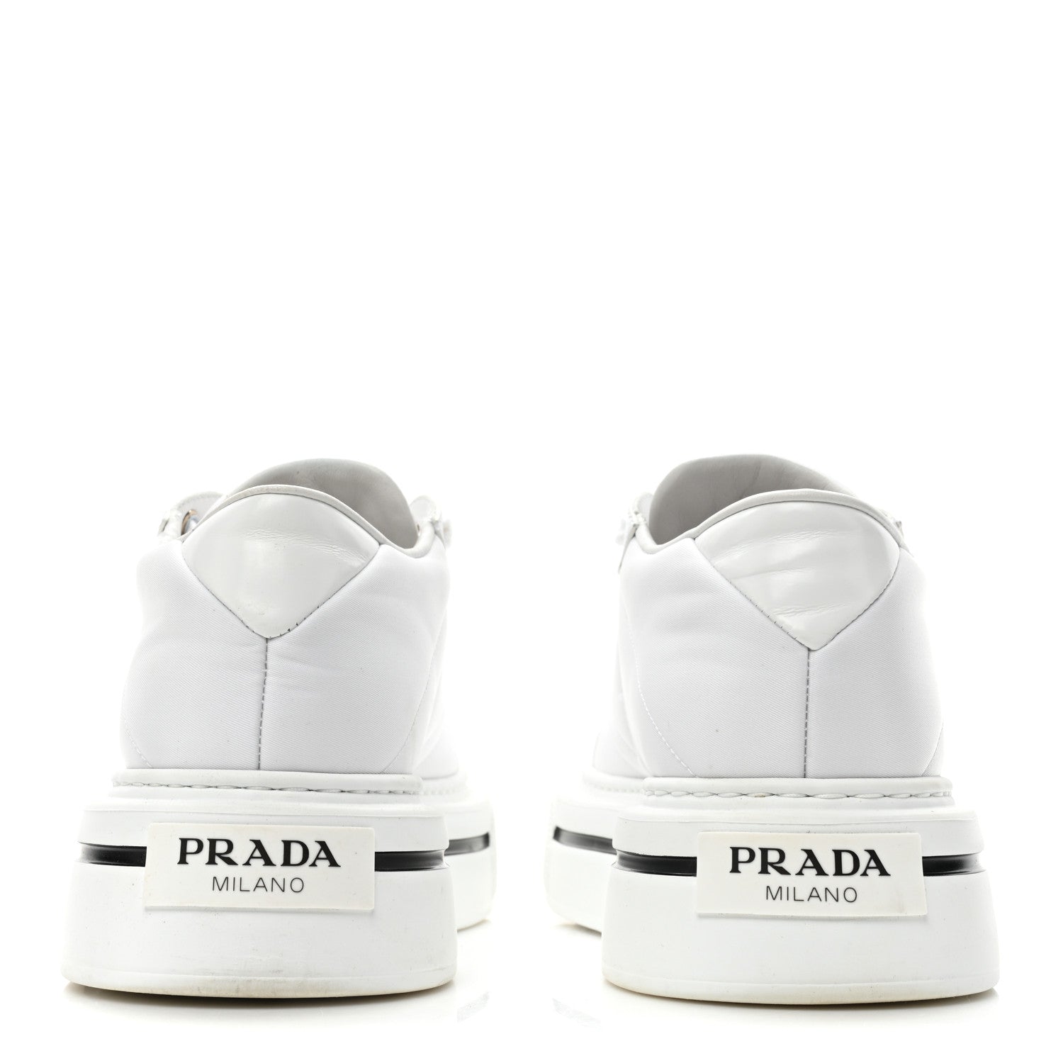 Prada Re-Nylon Spazzolato Rubber Triangle Logo Macro Quilted Mens 35mm Platform Sneakers 39 White 4 of 14