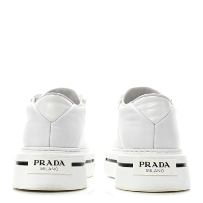 Prada Re-Nylon Spazzolato Rubber Triangle Logo Macro Quilted Mens 35mm Platform Sneakers 39 White 4 of 14
