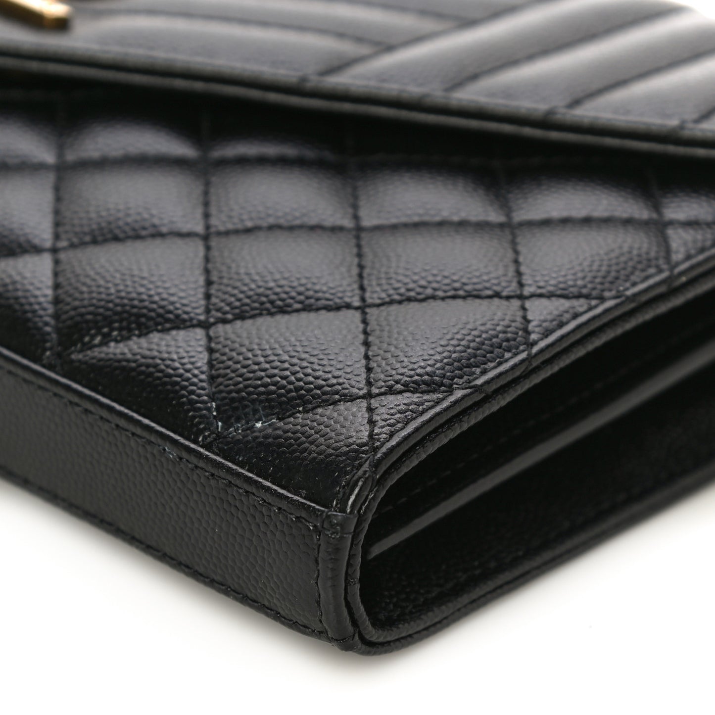 Grain De Poudre Mixed Matelasse Triquilt Monogram Chain Wallet Black