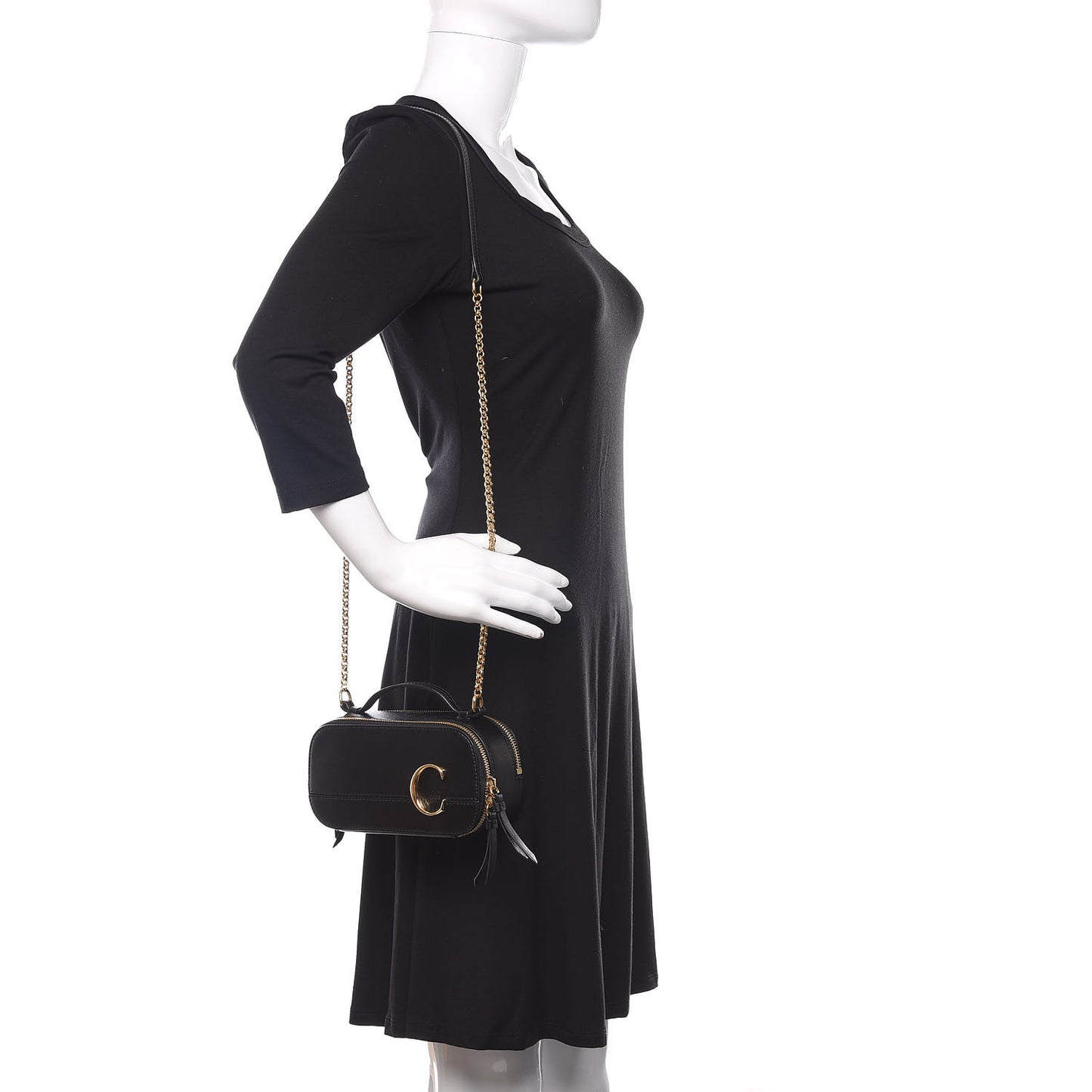 Calfskin Mini C Vanity Bag Black