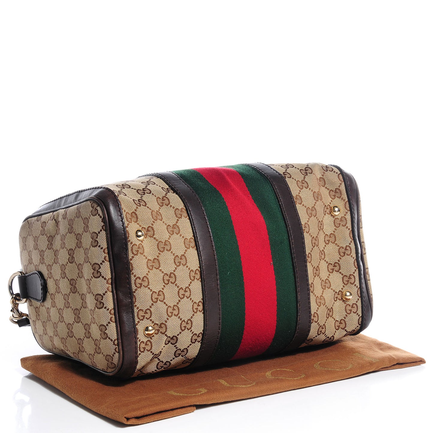Monogram Selleria Calfskin Vintage Web Medium Boston Beige Ebony Cocoa