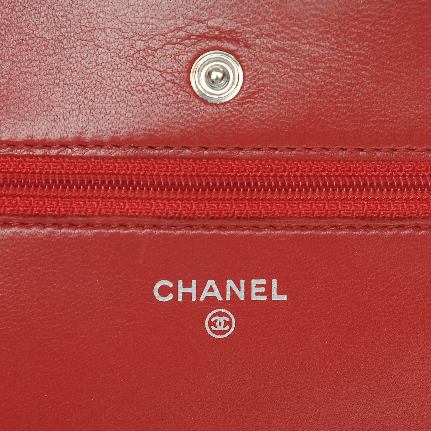 Chanel Lambskin Quilted Wallet On Chain WOC Red 6 of 10